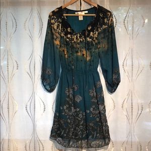 Teal dress with sheer arms